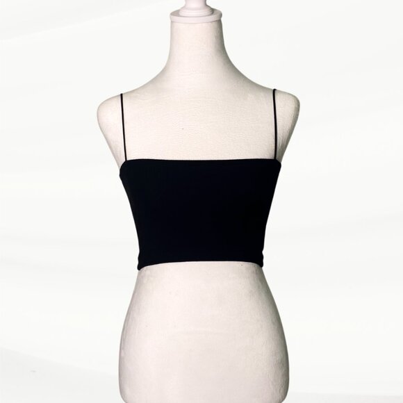 Lot of 2 Zara Ribbed Spaghetti Strap Black & Blue Tube Tops, Women's Size Small - Picture 4 of 12